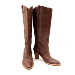 Janie Philip Brown Leather Heeled Boots 37
